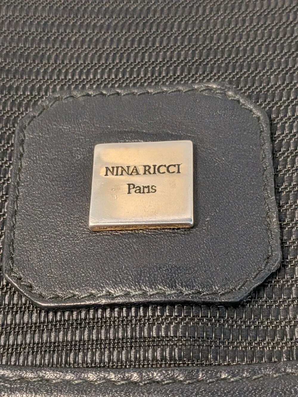 Vintage Nina Ricci Paris Black Textured Clutch Envelope Handbag Evening Bag 11.5